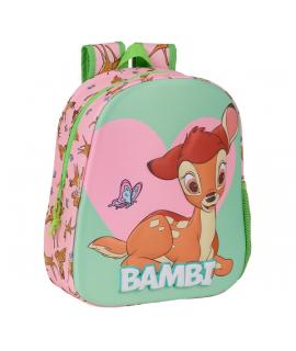 Safta Bambi Mochila 3D - Asa de Mano - Portabotellas Lateral - 27x33x10cm - Color Verde Pastel