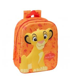 Safta El Rey Leon Mochila Guarderia 3D - Asa de Mano - Compartimento Principal con Cremallera - 22x27x10cm - Color Naranja