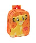 Safta El Rey Leon Mochila Guarderia 3D - Asa de Mano - Compartimento Principal con Cremallera - 22x27x10cm - Color Naranja