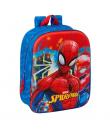 Safta Spider-Man Mochila Guarderia 3D - Asa de Mano - Compartimento Principal con Cremallera - 22x27x10cm - Color Azul