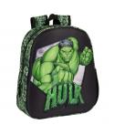 Safta Hulk Mochila 3D - Asa de Mano - Portabotellas Lateral - 27x33x10cm - Color Negro/Verde