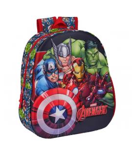 Safta Avengers Mochila 3D - Asa de Mano - Portabotellas Lateral - 27x33x10cm - Color Negro