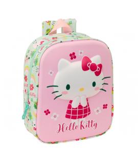 Safta Hello Kitty Mochila Guarderia 3D - Asa de Mano - Compartimento Principal con Cremallera - 22x27x10cm - Color Rosa