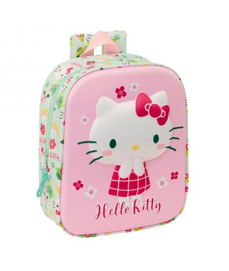 Safta Hello Kitty Mochila Guarderia 3D - Asa de Mano - Compartimento Principal con Cremallera - 22x27x10cm - Color Rosa