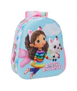Safta Gabby'S Dollhouse Mochila 3D - Asa de Mano - Portabotellas Lateral - 27x33x10cm - Color Azul Claro