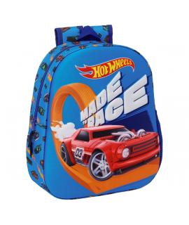 Safta Hot Wheels Mochila 3D - Asa de Mano - Portabotellas Lateral - 27x33x10cm - Color Azul