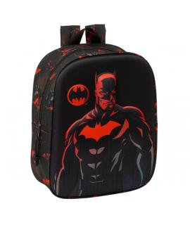 Safta Batman Mochila Guarderia 3D - Asa de Mano - Compartimento Principal con Cremallera - 22x27x10cm - Color Negro