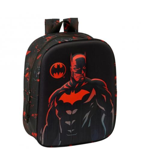 Safta Batman Mochila Guarderia 3D - Asa de Mano - Compartimento Principal con Cremallera - 22x27x10cm - Color Negro
