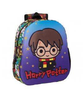 Safta Harry Potter Mochila 3D - Asa de Mano - Portabotellas Lateral - 27x33x10cm - Color Azul