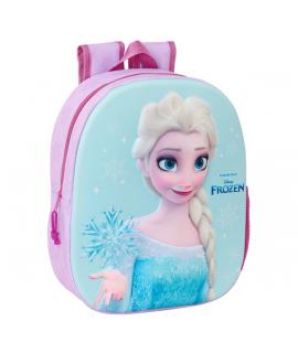 Safta Frozen Mochila 3D - Asa de Mano - Portabotellas Lateral - 27x33x10cm - Color Rosa/Azul