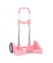 Safta Evolution Carro Portamochilas- Sujecion Universal - Ruedas de 14cm Antivibracion - Aluminio/PP - 40x85x28cm - Color Rosa