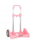 Safta Evolution Carro Portamochilas- Sujecion Universal - Ruedas de 14cm Antivibracion - Aluminio/PP - 40x85x28cm - Color Rosa