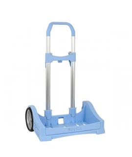 Safta Evolution Carro Portamochilas- Sujecion Universal - Ruedas de 14cm Antivibracion - Aluminio/PP - 40x85x28cm - Color Azul C