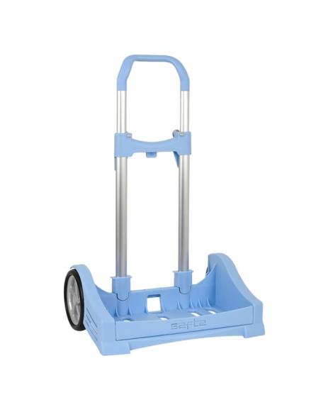 Safta Evolution Carro Portamochilas- Sujecion Universal - Ruedas de 14cm Antivibracion - Aluminio/PP - 40x85x28cm - Color Azul C