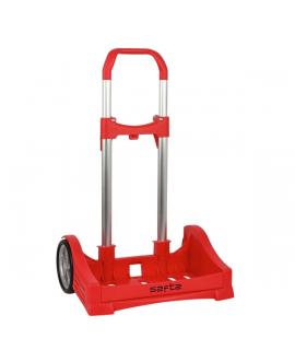 Safta Evolution Carro Portamochilas- Sujecion Universal - Ruedas de 14cm Antivibracion - Aluminio/PP - 40x85x28cm - Color Rojo