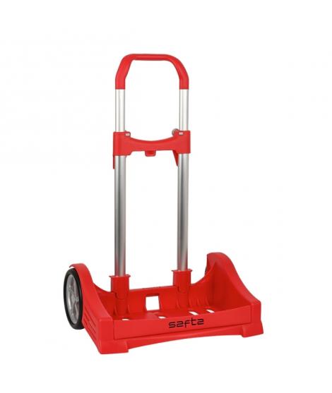 Safta Evolution Carro Portamochilas- Sujecion Universal - Ruedas de 14cm Antivibracion - Aluminio/PP - 40x85x28cm - Color Rojo
