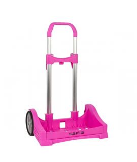 Safta Evolution Carro Portamochilas- Sujecion Universal - Ruedas de 14cm Antivibracion - Aluminio/PP - 40x85x28cm - Color Magent