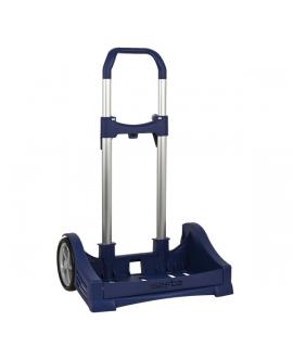Safta Evolution Carro Portamochilas- Sujecion Universal - Ruedas de 14cm Antivibracion - Aluminio/PP - 40x85x28cm - Color Azul O