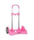 Safta Evolution Carro Portamochilas- Sujecion Universal - Ruedas de 14cm Antivibracion - Aluminio/PP - 40x85x28cm - Color Rosa