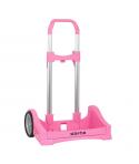 Safta Evolution Carro Portamochilas- Sujecion Universal - Ruedas de 14cm Antivibracion - Aluminio/PP - 40x85x28cm - Color Rosa