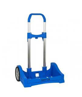 Safta Evolution Carro Portamochilas- Sujecion Universal - Ruedas de 14cm Antivibracion - Aluminio/PP - 40x85x28cm - Color Azul