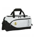 Safta Real Madrid 1ª Equipacion 24/25 Bolsa Deporte - Asa de Mano - Bandolera Ajustable y Extraible - 50x25x25cm - Color Blanco/