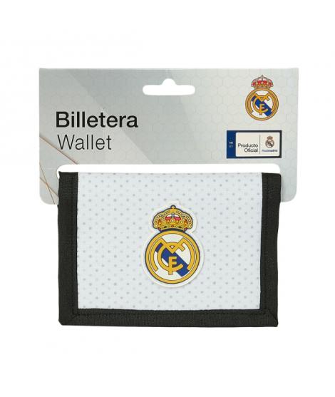 Safta Real Madrid 1ª Equipacion 24/25 Monedero - Cierre de Velcro - Bolsillo con Cremallera para Monedas - 12.5x9.5x1cm - Color 