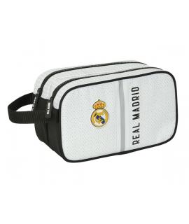Safta Real Madrid 1ª Equipacion 24/25 Neceser - 2 Compartimentos - Asa de Mano - 26x15x12.5cm - Color Blanco/Negro