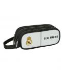 Safta Real Madrid 1ª Equipacion 24/25 Estuche Portatodo - 3 Compartimentos - Asa de Mano - 21x8.5x7cm - Color Blanco/Negro