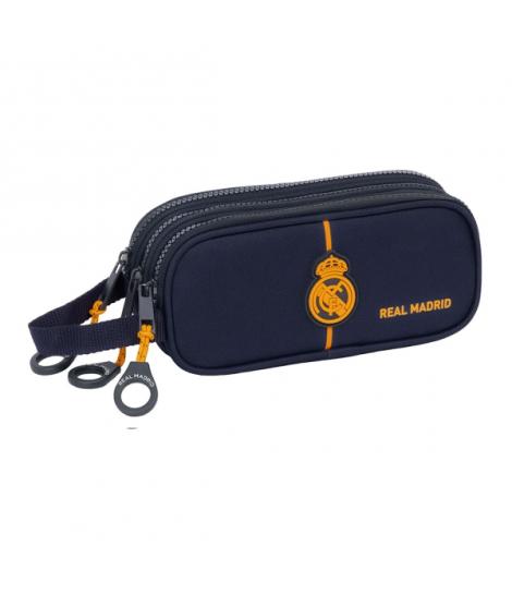 Safta Real Madrid 2ª Equipacion 24/25 Estuche Portatodo - 3 Compartimentos - Asa de Mano - 21x8.5x7cm - Color Azul Marino