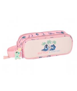 Safta Stitch Beach Estuche Portatodo - 2 Compartimentos - Asa de Mano - 21x8x6cm - Color Rosa