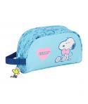 Safta Snoopy Love Neceser Adaptable a Carro - 1 Compartimento - Asa de Mano - 26x16x9cm - Color Azul Claro