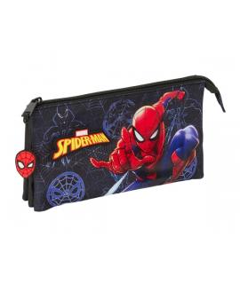 Safta Spider-Man Attack Estuche Portatodo - 3 Compartimentos - 22x12x3cm - Color Negro