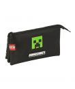 Safta Minecraft TNT Estuche Portatodo - 3 Compartimentos - 22x12x3cm - Color Negro