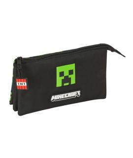 Safta Minecraft TNT Estuche Portatodo - 3 Compartimentos - 22x12x3cm - Color Negro
