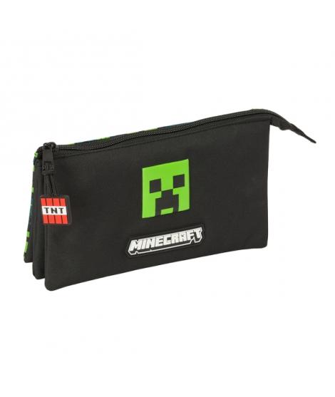 Safta Minecraft TNT Estuche Portatodo - 3 Compartimentos - 22x12x3cm - Color Negro