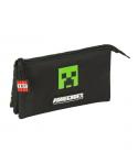 Safta Minecraft TNT Estuche Portatodo - 3 Compartimentos - 22x12x3cm - Color Negro