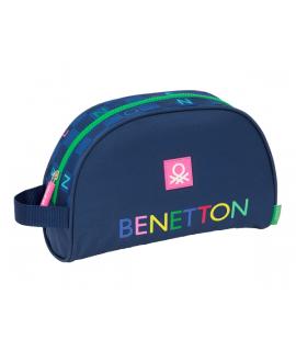 Safta Benetton Damero Neceser - 1 Compartimento - Asa de Mano - 28x18x10cm - Color Azul Marino