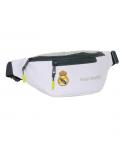 Safta Real Madrid 1ª Equipacion 24/25 Bolsa de Cintura - 2 Compartimentos - Ajustable - 23x12x9cm - Color Blanco/Negro