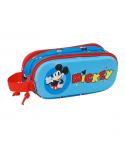 Safta Mickey Mouse Estuche Portatodo 3D - 2 Compartimentos - Asa de Mano - 21x8x6cm - Color Rojo y Azul