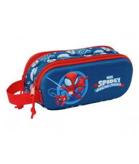 Safta Spidey Estuche Portatodo 3D - 2 Compartimentos - Asa de Mano - 21x8x6cm - Color Rojo y Azul