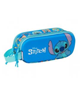 Safta Stitch Estuche Portatodo 3D - 2 Compartimentos - Asa de Mano - 21x8x6cm - Color Azul