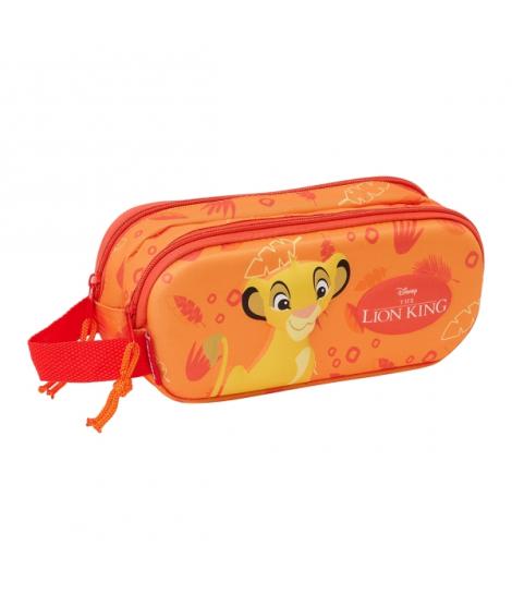 Safta El Rey Leon Estuche Portatodo 3D - 2 Compartimentos - Asa de Mano - 21x8x6cm - Color Naranja