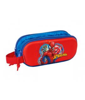 Safta Spider-Man Estuche Portatodo 3D - 2 Compartimentos - Asa de Mano - 21x8x6cm - Color Rojo y Azul