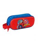 Safta Spider-Man Estuche Portatodo 3D - 2 Compartimentos - Asa de Mano - 21x8x6cm - Color Rojo y Azul