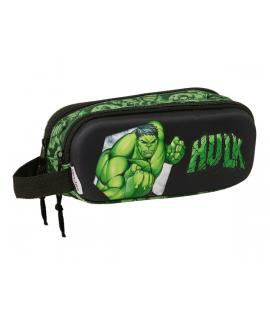 Safta Hulk Estuche Portatodo 3D - 2 Compartimentos - Asa de Mano - 21x8x6cm - Color Negro/Verde