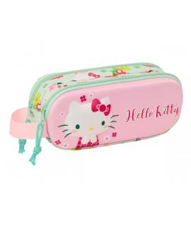 Safta Hello Kitty Estuche Portatodo 3D - 2 Compartimentos - Asa de Mano - 21x8x6cm - Color Rosa