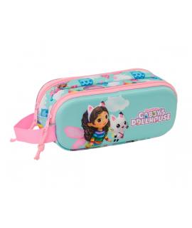 Safta Gabby'S Dollhouse Estuche Portatodo 3D - 2 Compartimentos - Asa de Mano - 21x8x6cm - Color Azul Claro