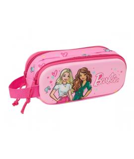 Safta Barbie Estuche Portatodo 3D - 2 Compartimentos - Asa de Mano - 21x8x6cm - Color Rosa