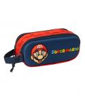 Safta Super Mario Estuche Portatodo 3D - 2 Compartimentos - Asa de Mano - 21x8x6cm - Color Rojo y Azul